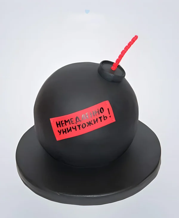 Торт в виде бомбы с красным фитилем Фото