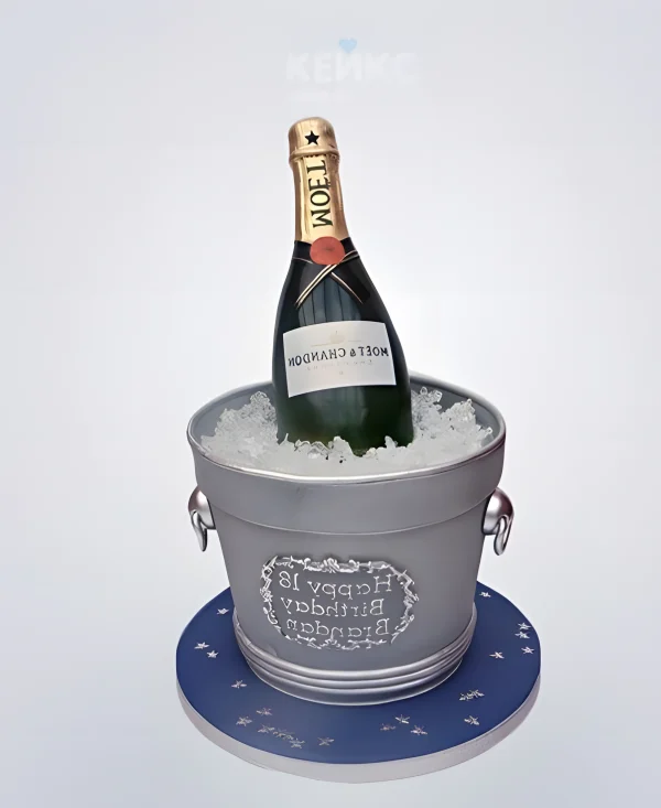 Торт бутылка шампанского со льдом Фото