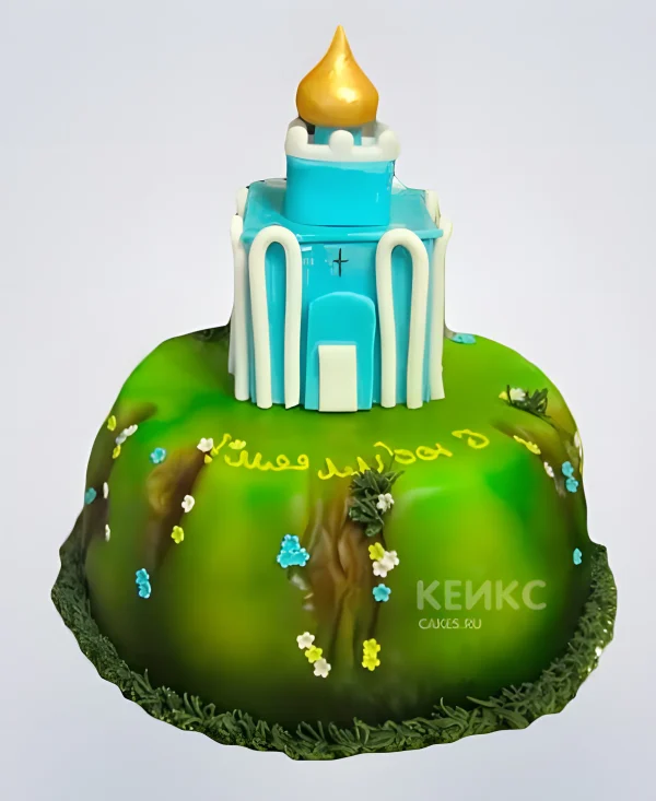 Яркий церковный торт Фото