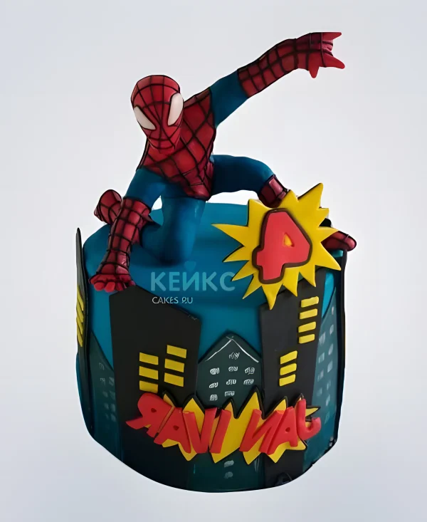 Торт Человек паук на 4 года мальчику Фото
