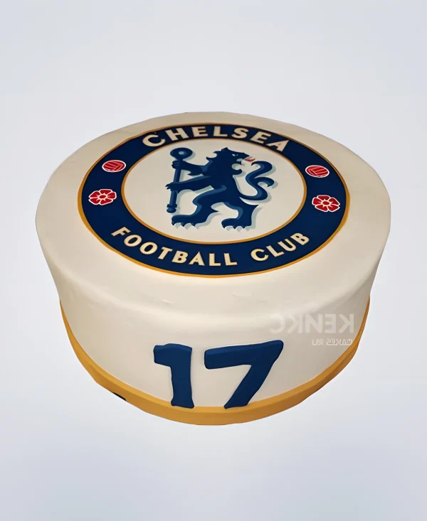 Белый торт с логотипом Челси Фото