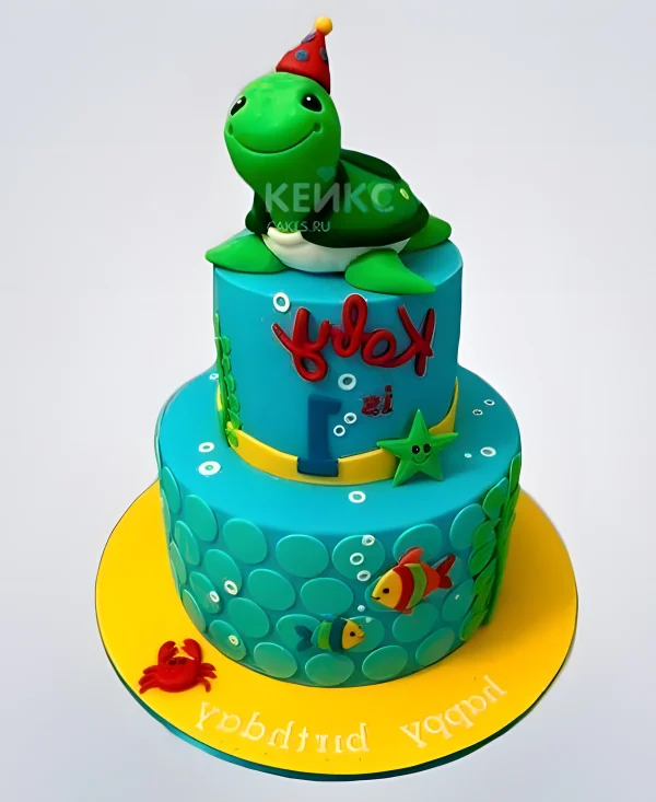 Морской торт с фигуркой черепахи Фото