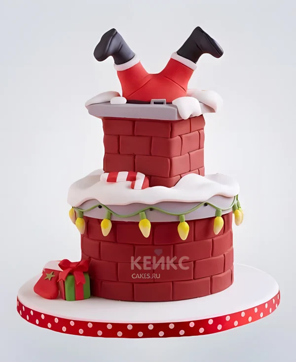 Новогодний торт с Дедом Морозом Фото