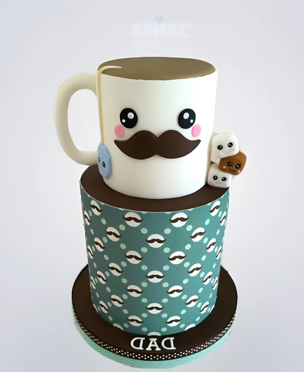 Торт в виде чашки с усами Фото