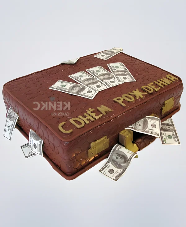 Торт в виде чемодана с купюрами Фото