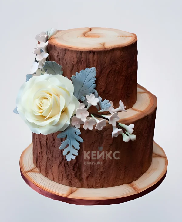 Торт деревенский с пышной розой Фото