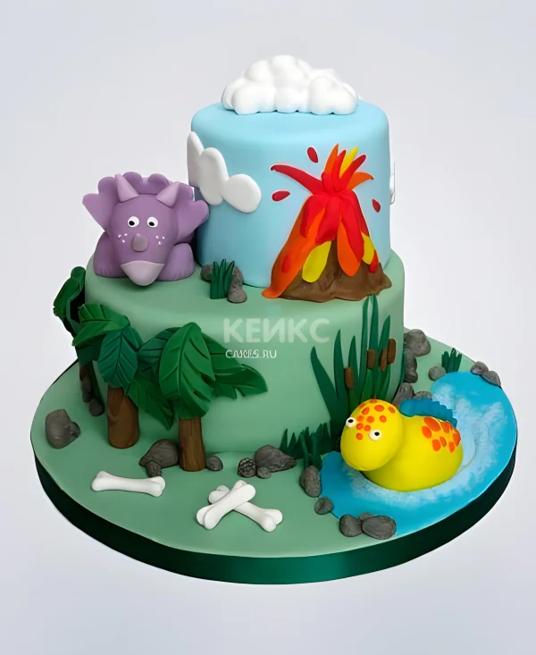 Торт динозавры для мальчика Фото