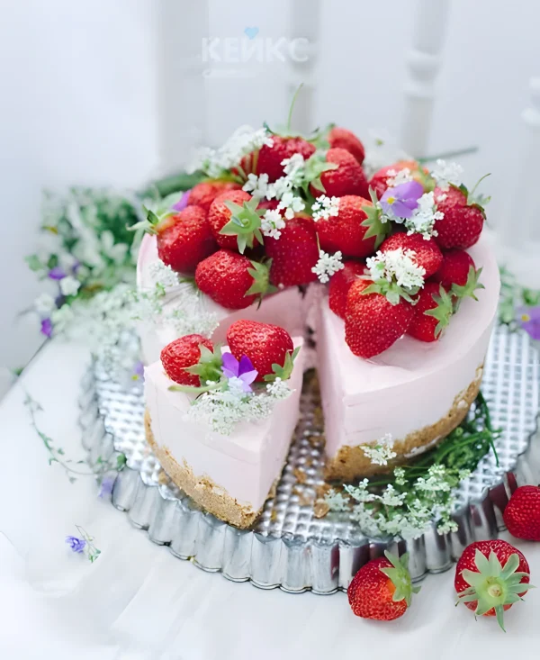 Торт для беременных с клубникой Фото