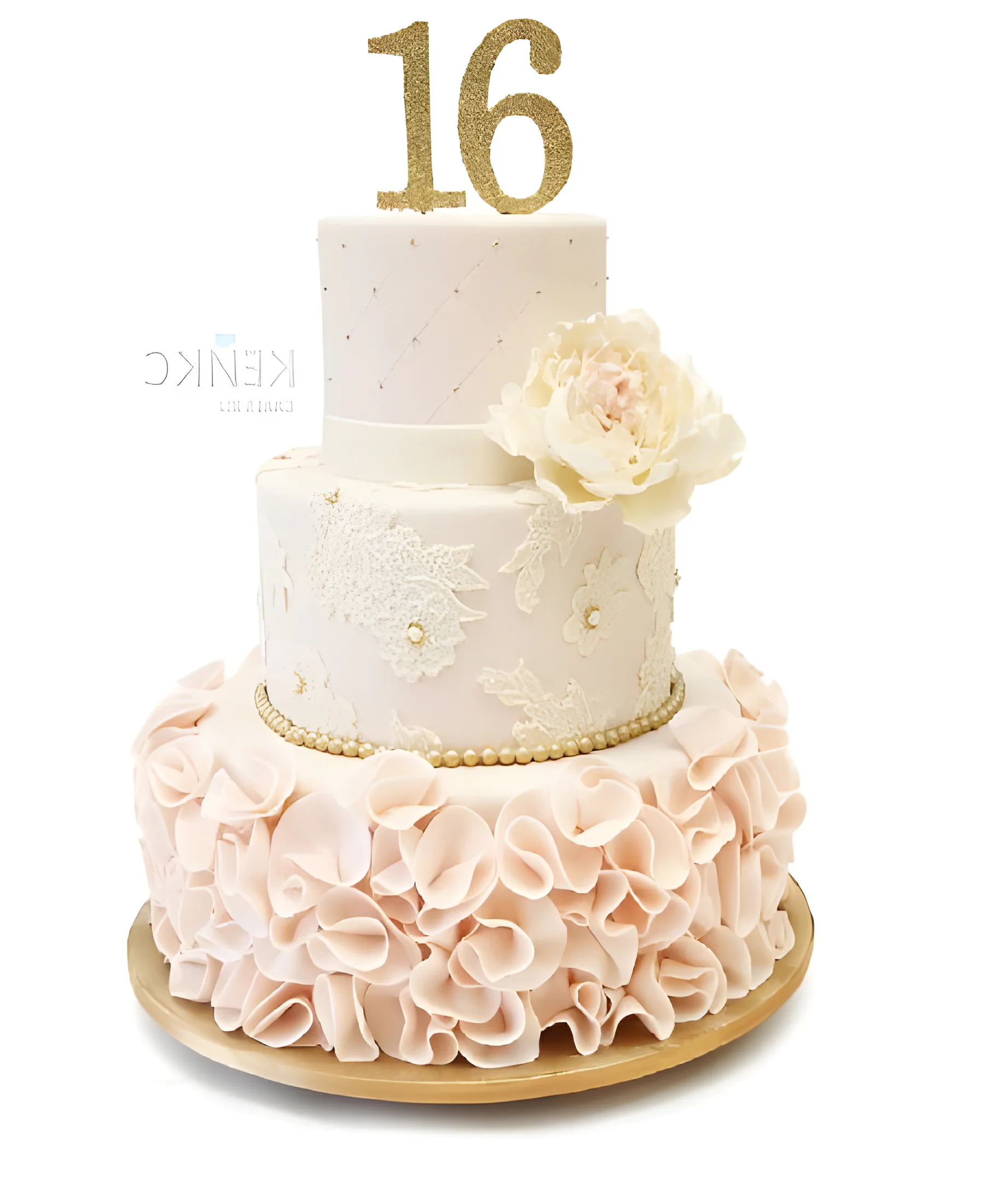 Нежно-розовый торт для дочки на день рождения 16 лет Фото