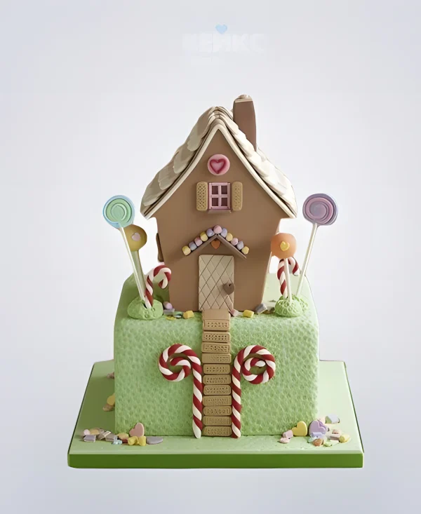 Торт в виде избушки со сладостями Фото