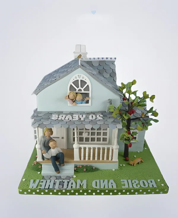 Торт в виде дома из мастики Фото