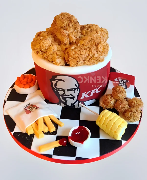 Торт в виде ведра KFC со стрипсами Фото