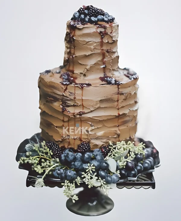 Торт двухъярусный с виноградом Фото