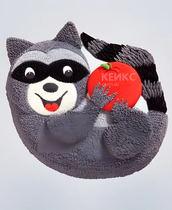 Торт в виде объемного енота с помидоркой Фото
