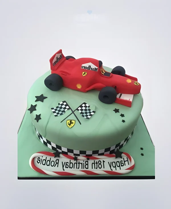 Торт с Феррари и флажками Фото