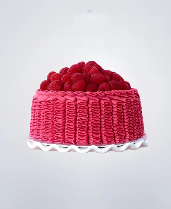 Ярко-розовый фруктовый торт на день рождения Фото