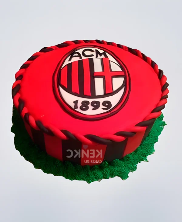 Красный торт с логотипом Футбольный Милан Фото