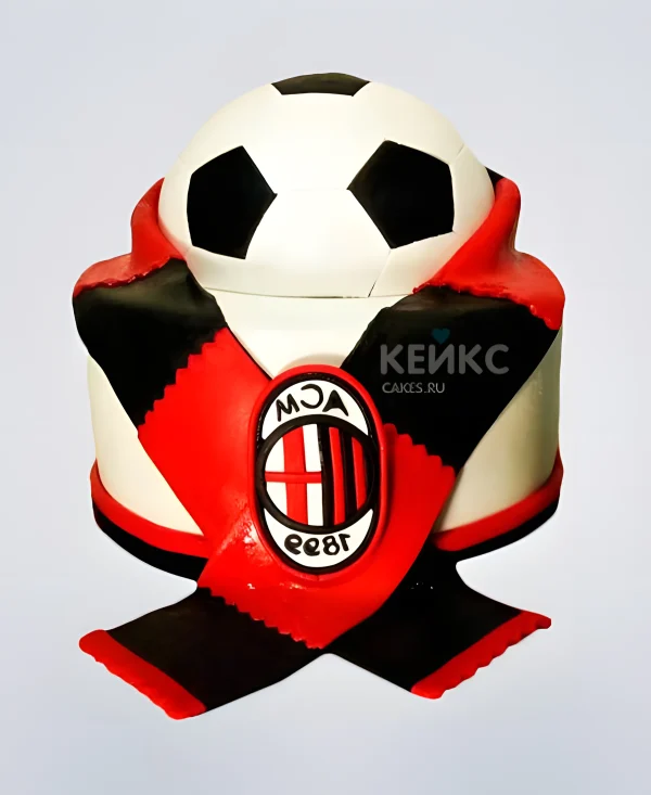 Торт с футбольным мячом и логотипом Милан Фото
