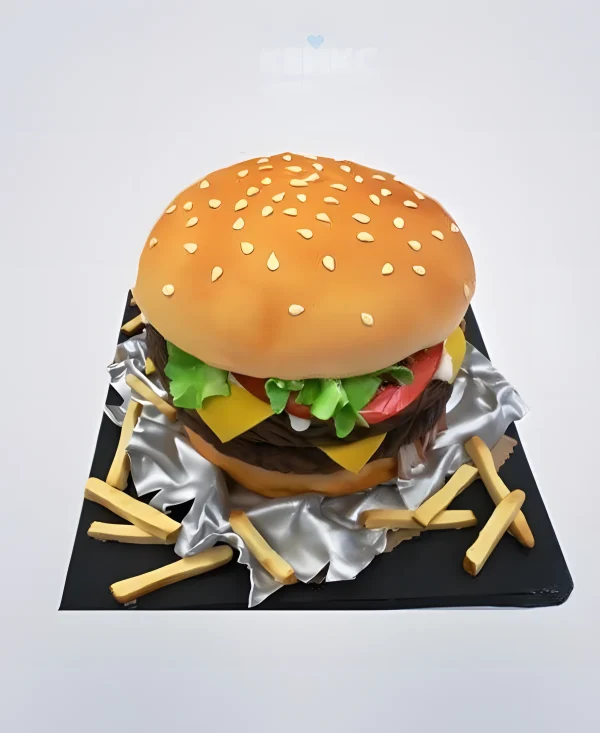 Торт 3D в виде большого вкусного гамбургера Фото