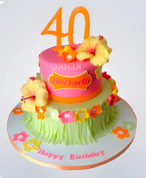 Торт в гавайском стиле на 40 лет Фото