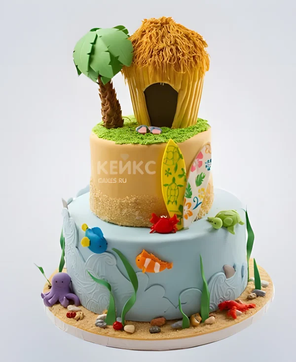 Торт в стиле гавайской вечеринки Фото