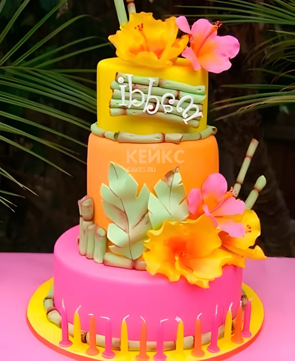 Яркий торт в Гавайском стиле Фото