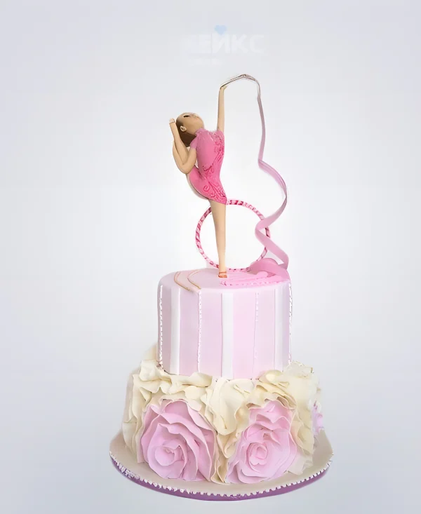 Торт гимнастика девочка с обручем Фото