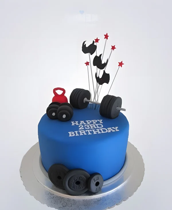 Торт легкая атлетика со штангой и гирями Фото