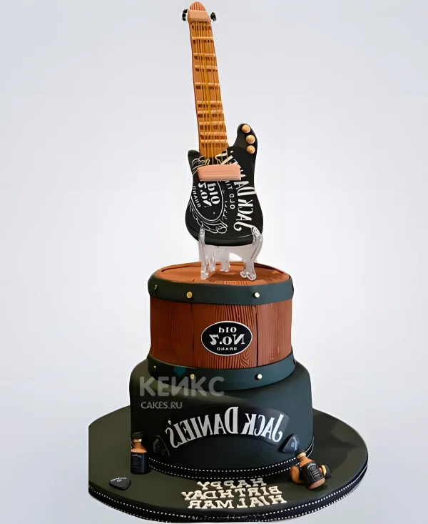 Торт с гитарой и виски Фото