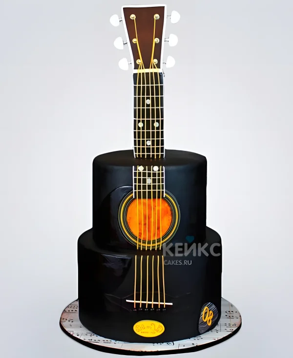Черный шикарный торт гитара Фото