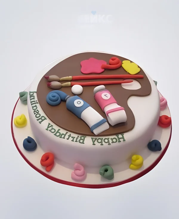 Торт с мольбертом и кисточками Фото