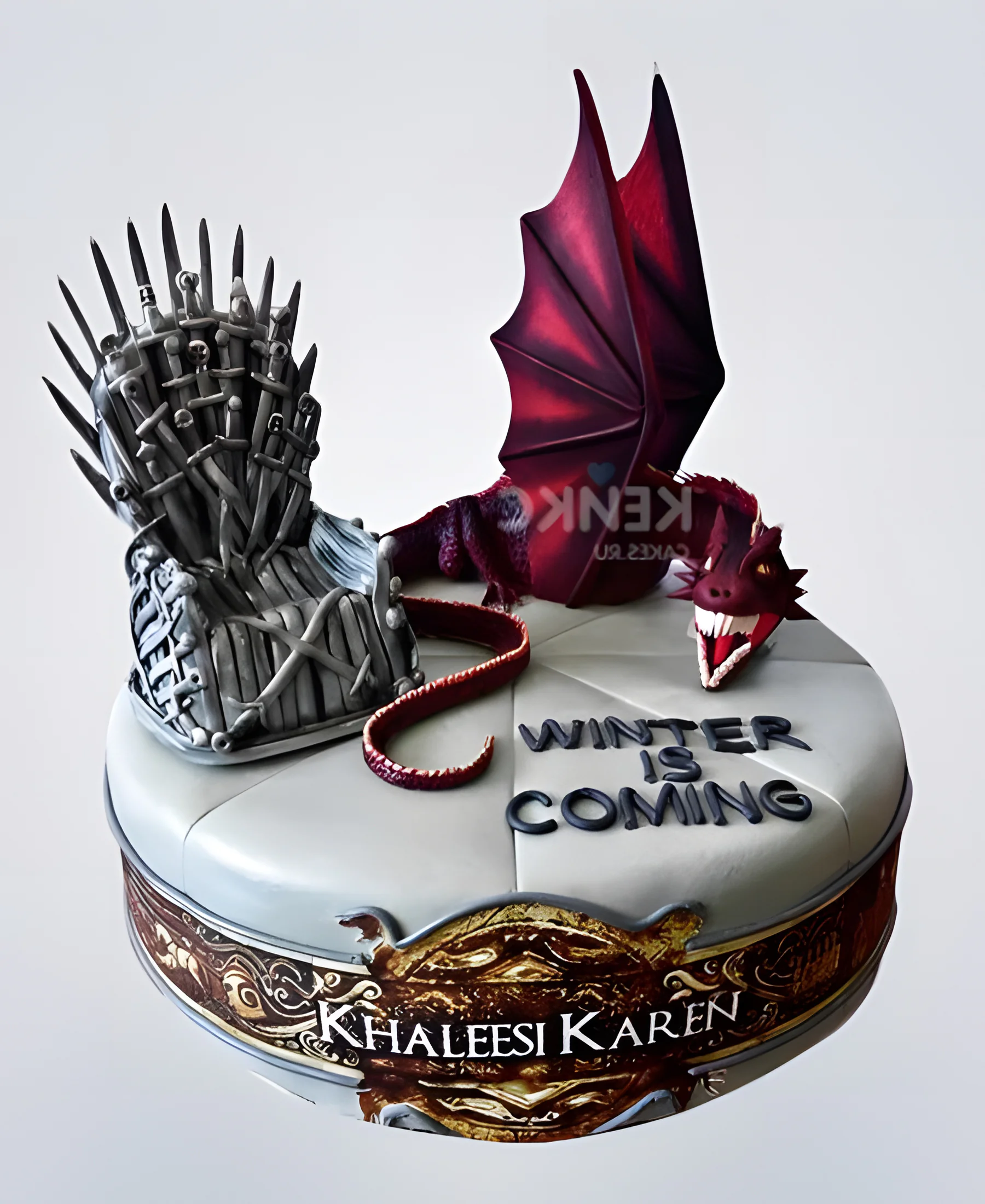Торт игра престолов с троном и драконом Фото