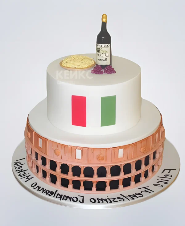 Торт в Итальянском стиле с флагом Фото