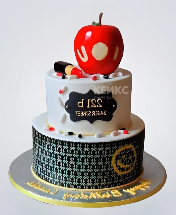 Прикольный торт яблоко из мастики Фото