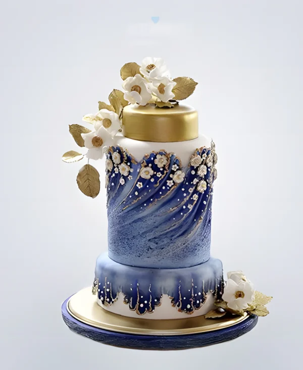 Эксклюзивный торт на день рождения в синем цвете Фото