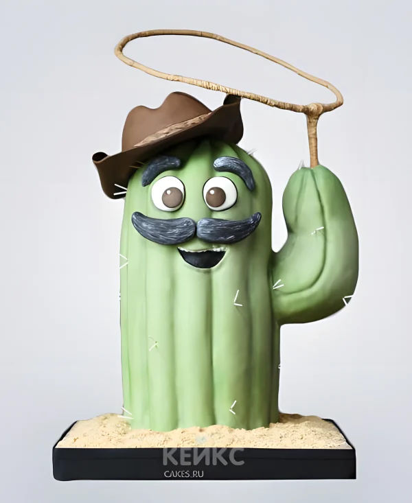 Забавный торт в виде кактуса Фото