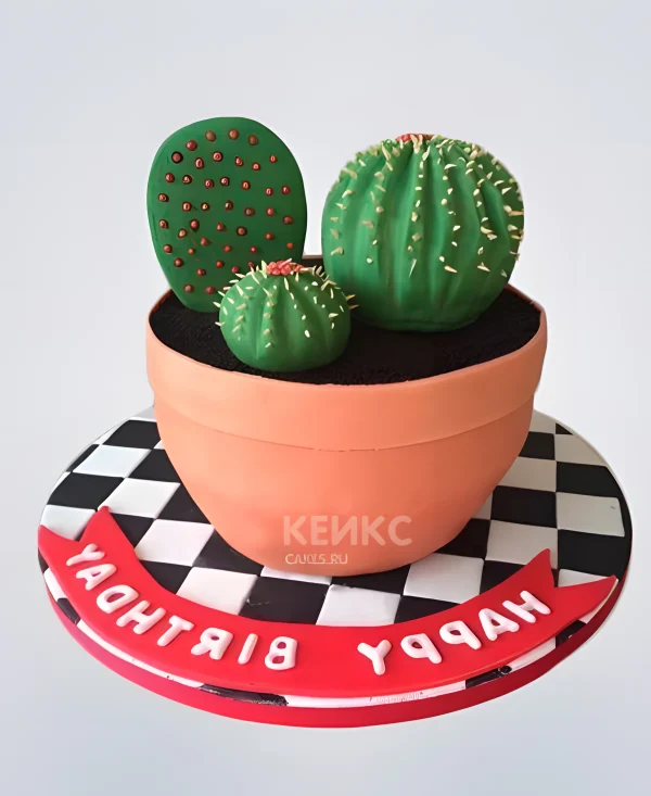 Торт кактус с надписью Фото