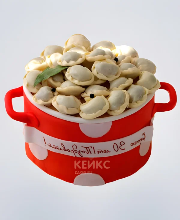 Торт в форме кастрюли с пельменями Фото