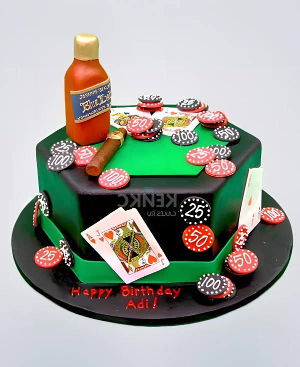 Торт казино с сигарой и виски Фото