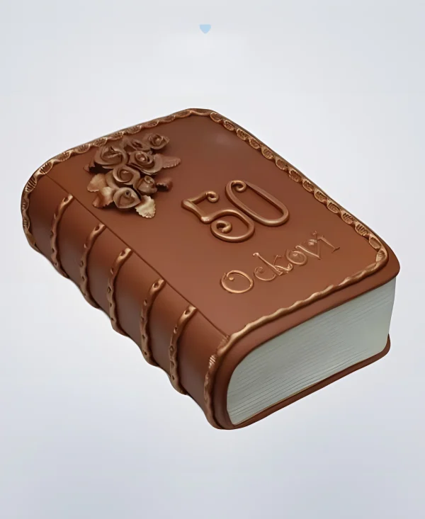 Торт с коричневой обложкой и шоколадными цветами Фото