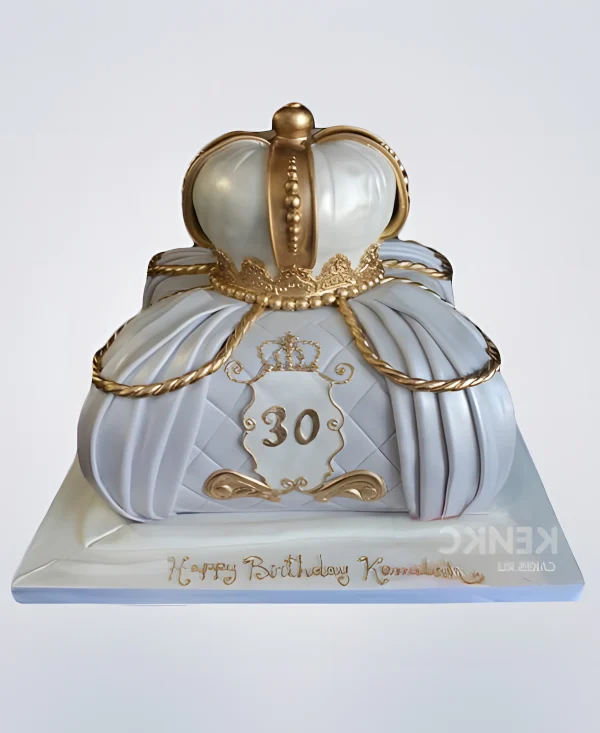 Бело-золотой торт с цифрами Фото