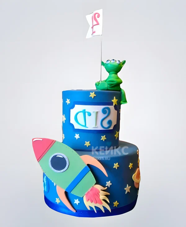 Торт космический корабль с пришельцем Фото