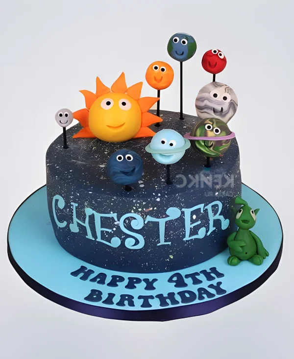 Прикольный торт с космическими планетами Фото