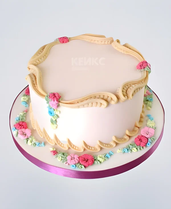 Очаровательный розовый торт Ламбет из мастики Фото