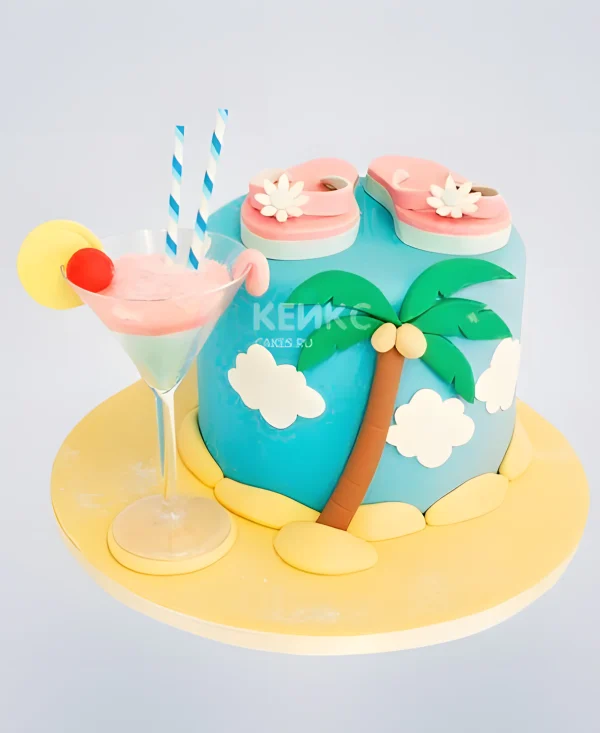 Торт летний с коктейлем Фото