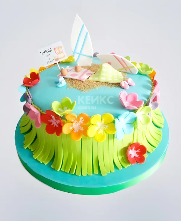 Торт летний с цветами Фото