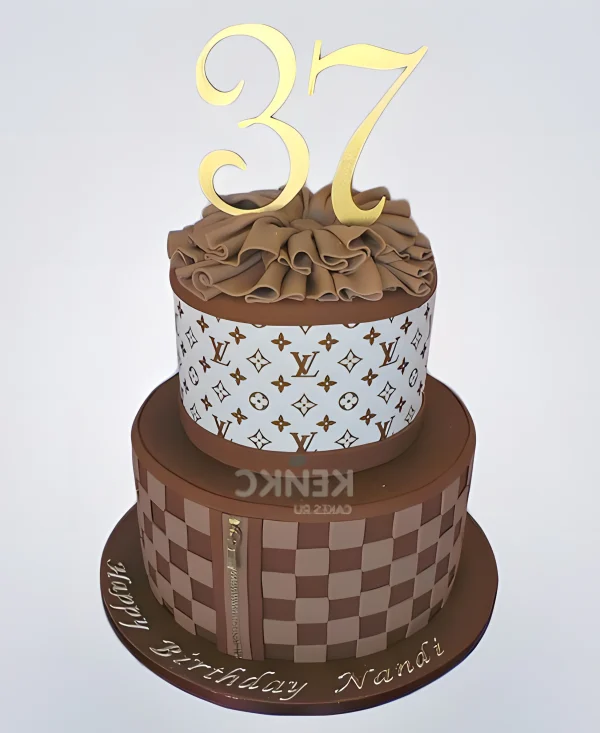 Двухъярусный торт Луи Виттон с цифрой 37 Фото