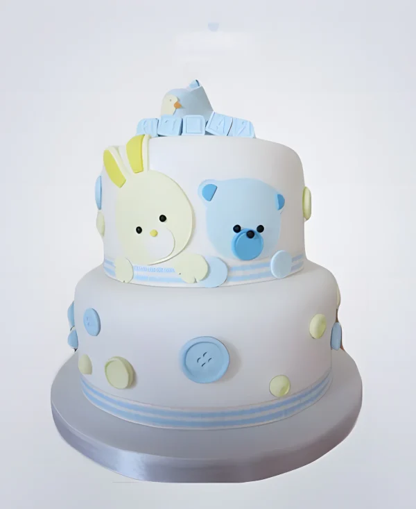 Торт с мишкой и зайчиком Фото