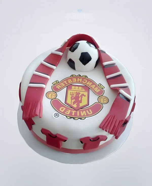 Торт Манчестер Юнайтед с шарфом и эмблемой Фото