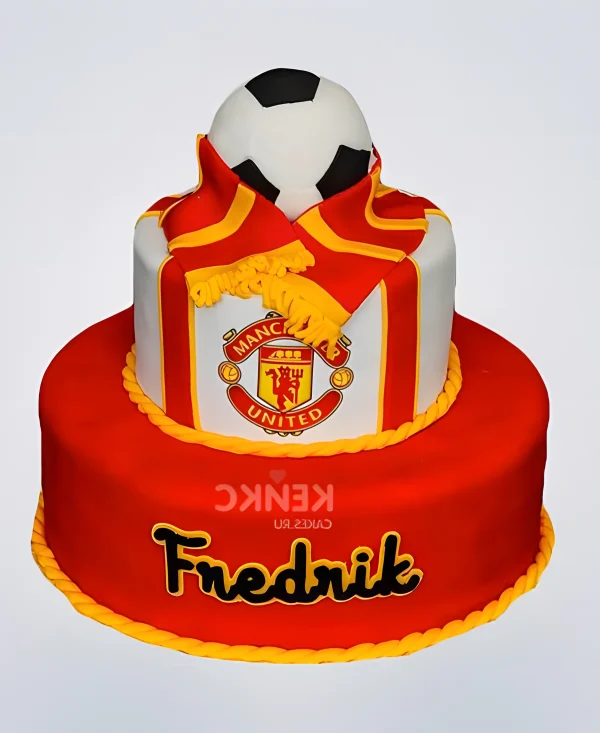Торт Манчестер Юнайтед с мячом и шарфиком Фото